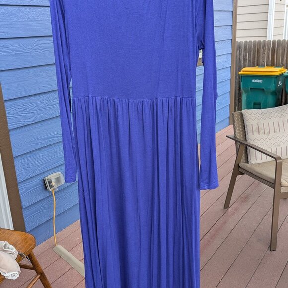 Blue Women's XXL Long Sleeve Dress with Pockets - Picture 2 of 5